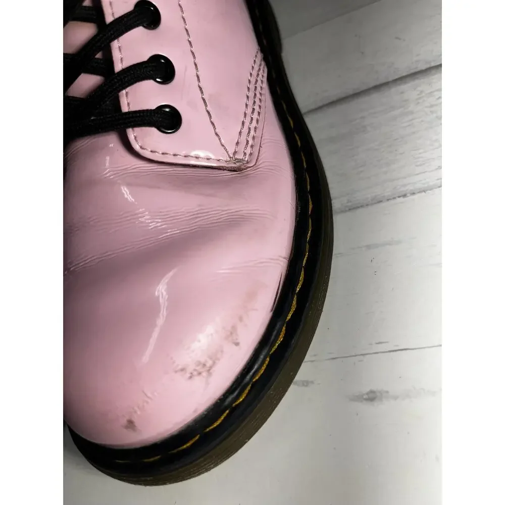 Dr. Martens 1460 J Boots Youth Size 2 Pink‎ Leather Lace Up Combat Shoes Zip